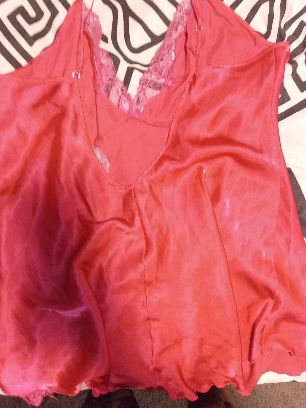 audrey Red Satin Lace-Trim Camisole